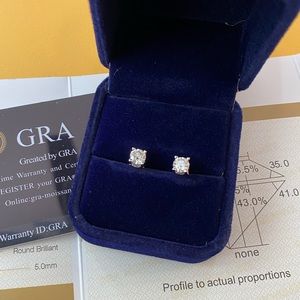 GRA Certified 1 ctw Genuine Moissanite Diamond 925 Sterling Silver Hoop Earrings